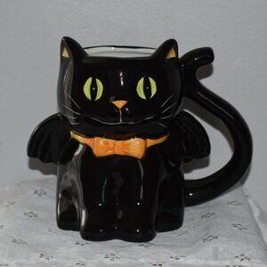 NEW Halloween Spooky Black Bat Cat Ceramic Coffee Mug